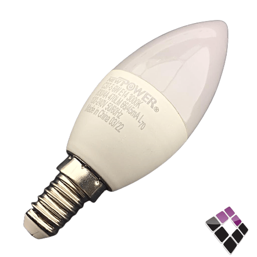 لمبة بلح LED مثلج نيو باور NEW POWER صيني سنة E14 اضاءة 3000K أصفر 6W...رقم الصنف (2540605)