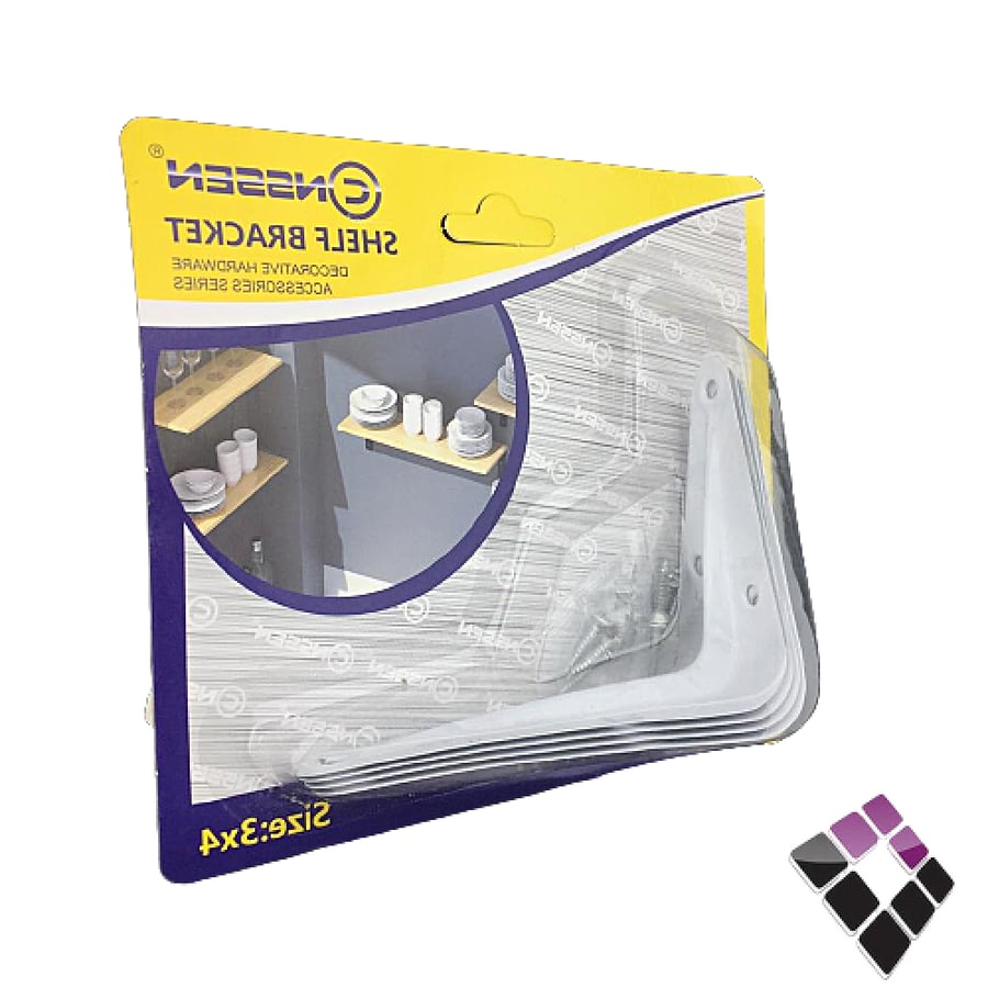 طقم زاوية رف NSSEN صيني لون أبيض عدد 4 حبة مقاس 4"×3".