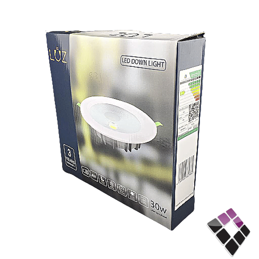 كشاف LED اسبوت داخلي عدسة COB ضاءة 6500K أبيض 8"×20سم LUZ صيني جرم أبيض 30W رقم NPV-DL30W-WH.