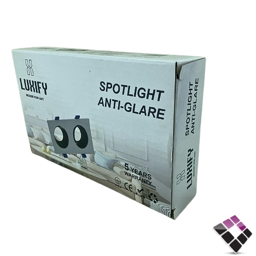 Luminous spot light square cover, glow-resistant, LUXIFY, external white, internal black, size 2"×7CM, without bulb