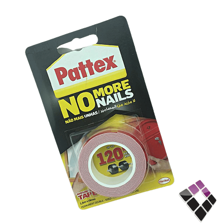 شطرطون تثبيت Pattex باتكس لاصق من جهتين للتثبيت على الجدران يتحمل وزن 120 كيلو داخلي و خارجي لون أحمر الماني ارلندي ..