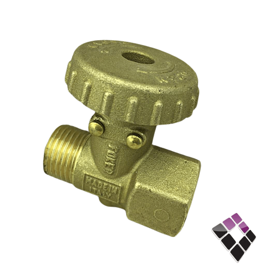 FOKER Italian original brass gas valve, external year, right, 1/2"