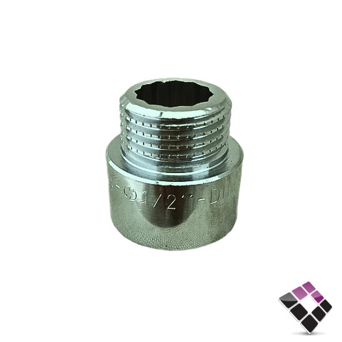 جلبة ذكر نحاس مطلي كروم ثقيل جنرال GENERAL Fittings ايطالي مقاس 1/2"×15 ملم