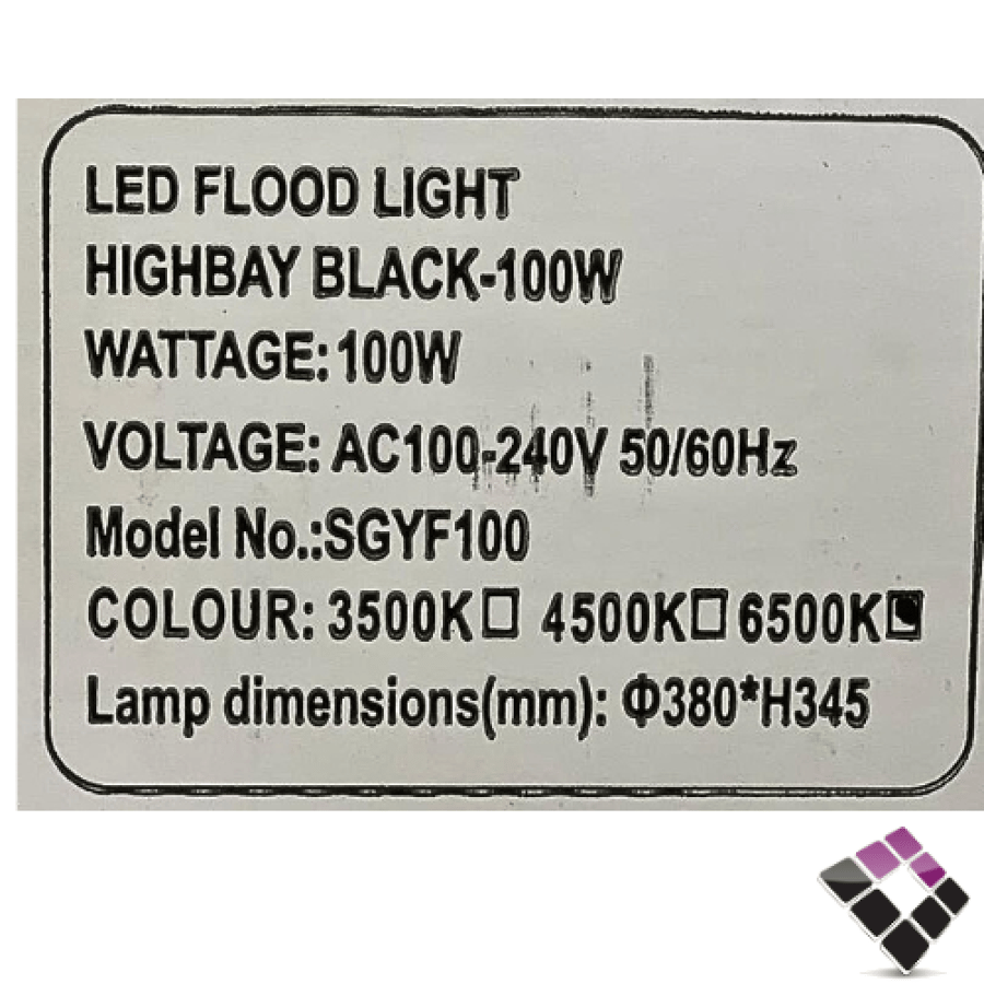 كشاف LED هنجر هاي بي TOPLR شريحة SMD بروجكترإضاءة 6500K أبيض لومن 12000LM سطوع عالي 100W