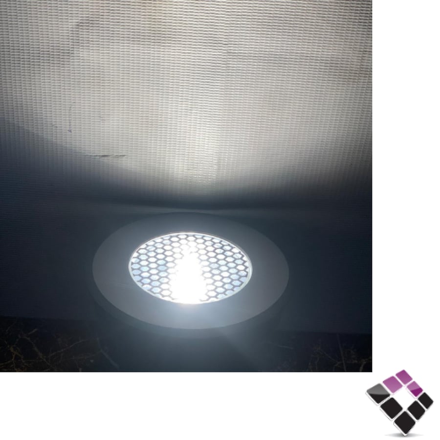 كشاف LED خارجي دفن أرضي معزول ضد الماء مدور مع مانع توهج شبك خلية لون أسود HAINZO عيون اضاءة أصفر  6"× 18W رقم 2202C-BK-18W