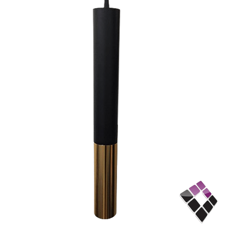 ثريا علاقي جرم اسطواني المنيوم لون أسود ذهبي طول 50 سم NEW POWER صيني سلك طول 2 متر 1 لمبة GU10 ليد رقم 107196...رقم الصنف (23211209)