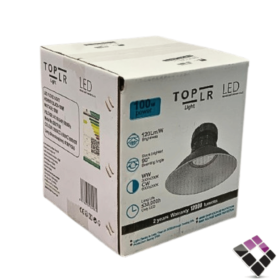 كشاف LED هنجر هاي بي TOPLR شريحة SMD بروجكترإضاءة 6500K أبيض لومن 12000LM سطوع عالي 100W