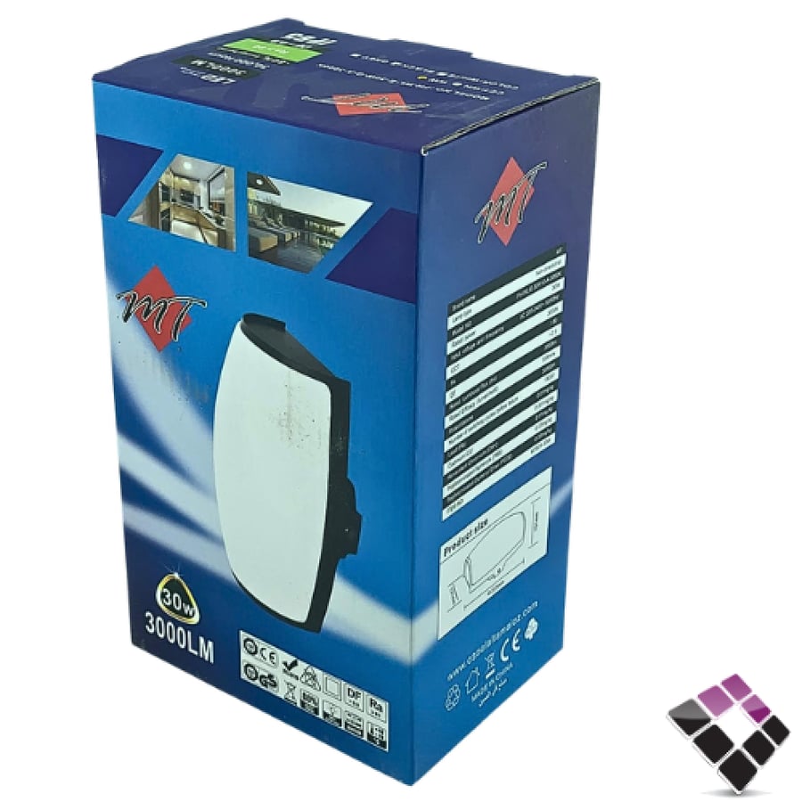 ابلك جداري LED خارجي بلاستيك MT جرم عريض أسود إضاءة 3000K أصفر 30W رقم 609