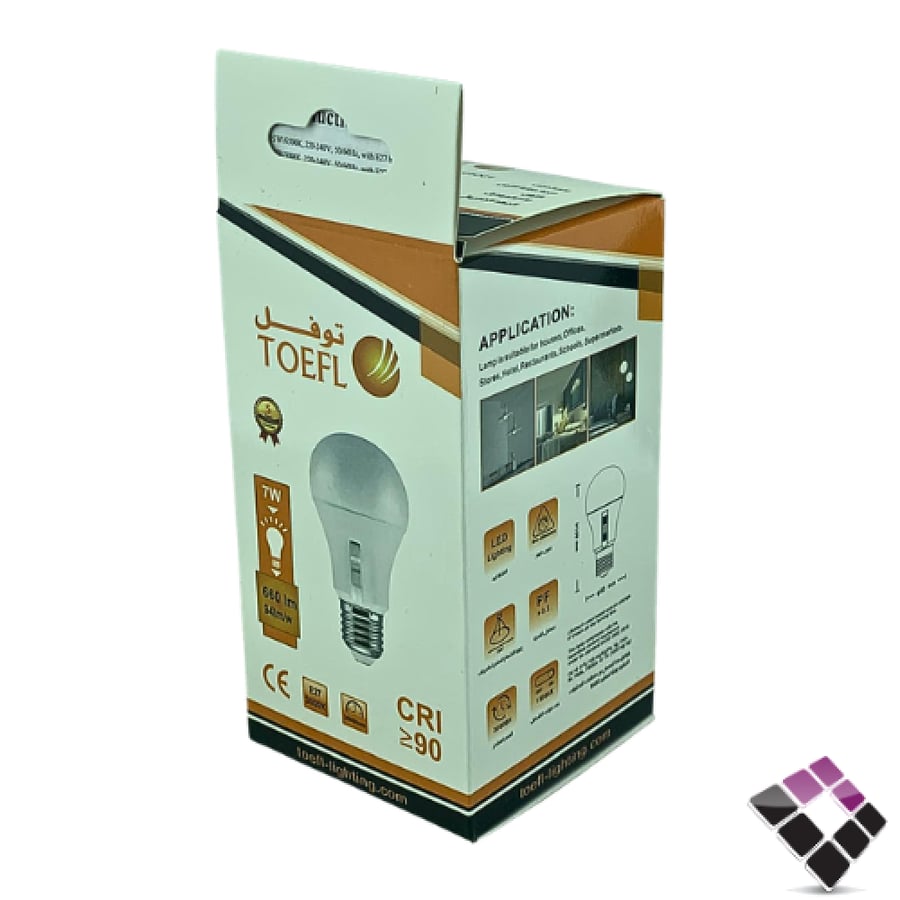 لمبة LED كروي توفل TOEFL مثلج 5CCT خمس إضاءات أبيض و اصفر و كريمي7W سنة E27 رقم T811