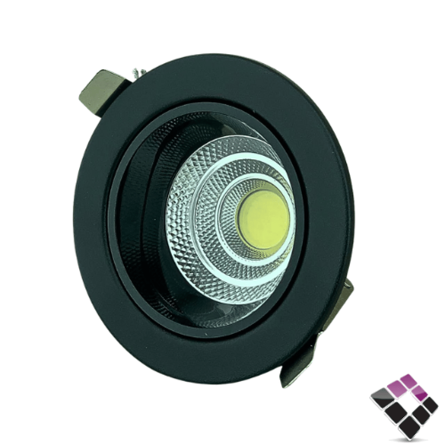 كشاف داخلي LED مانع توهج TOPLR عدسة COB إضاءة 7000K أبيض جرم أسود كامل مقاس 2"×8W