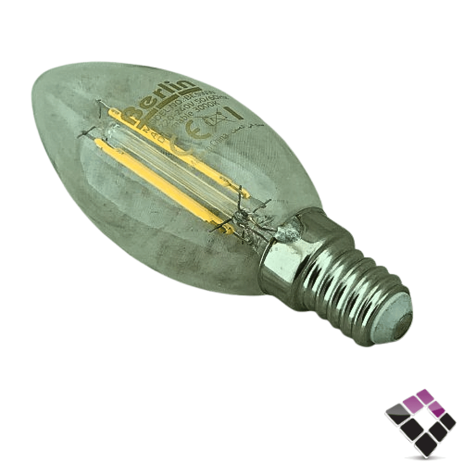 لمبة بلح LED برلين Berlin فلمنت شفاف أعواد تعمل بالدايمر بدون فليكر إضاءة أصفر 3000K سنة 5W ×E14