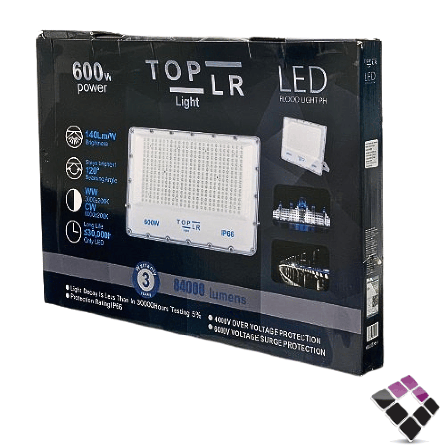 كشاف كوبس فلود LED خارجي TOPLR عدسة بروجكتر فليبس SMD إضاءة 4000K كريمي سطوع عالي 84000 لومن600W