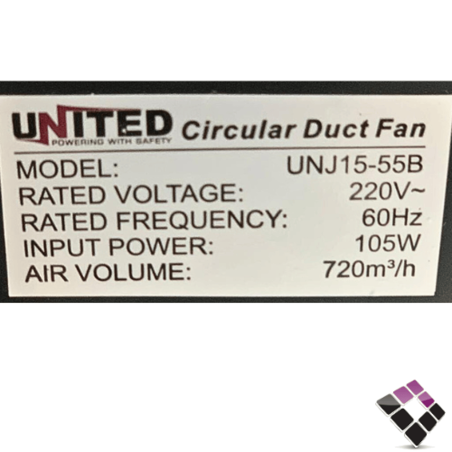 مراوحة شفط سقف مخفي نفاثة حديد يونايتد UNITED سعودي مقاس 6"×105W رقم UNJ15-55B
