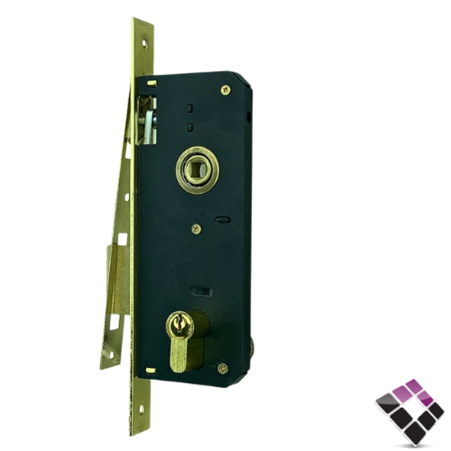 Wooden door handle RAMBO Chinese black / gold color size 40 mm with cylinder size 60 mm