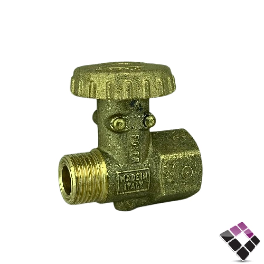 FOKER Italian brass gas valve, reverse year, left, 1/2"