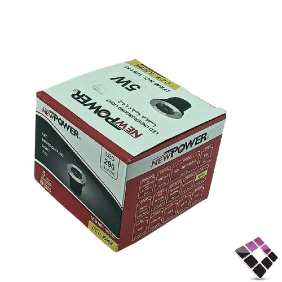 كشاف LED خارجي دفن أرضي معزول ضد الماء NEW POWER موديل 5 عيون مقاس 4"×5W رقم 106143