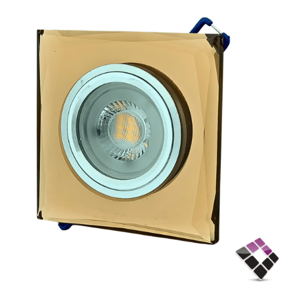 قاعده اسبوت لايت هولجين زجاج مربع ذهبي GOLD رقم 9002 *** بدون لمبة