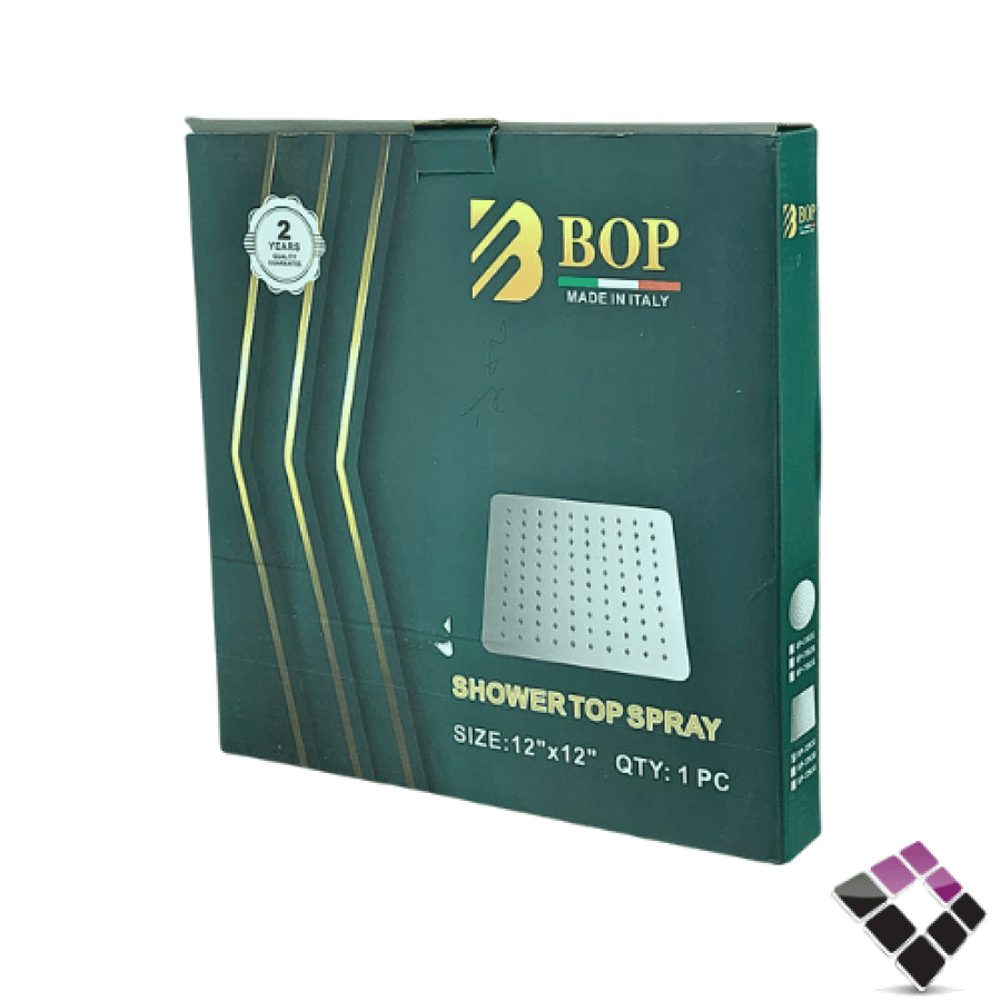 طاسة خلاط دش مطري إستيل BOP أيطالي لون كروم مقاس 12"× 30×30