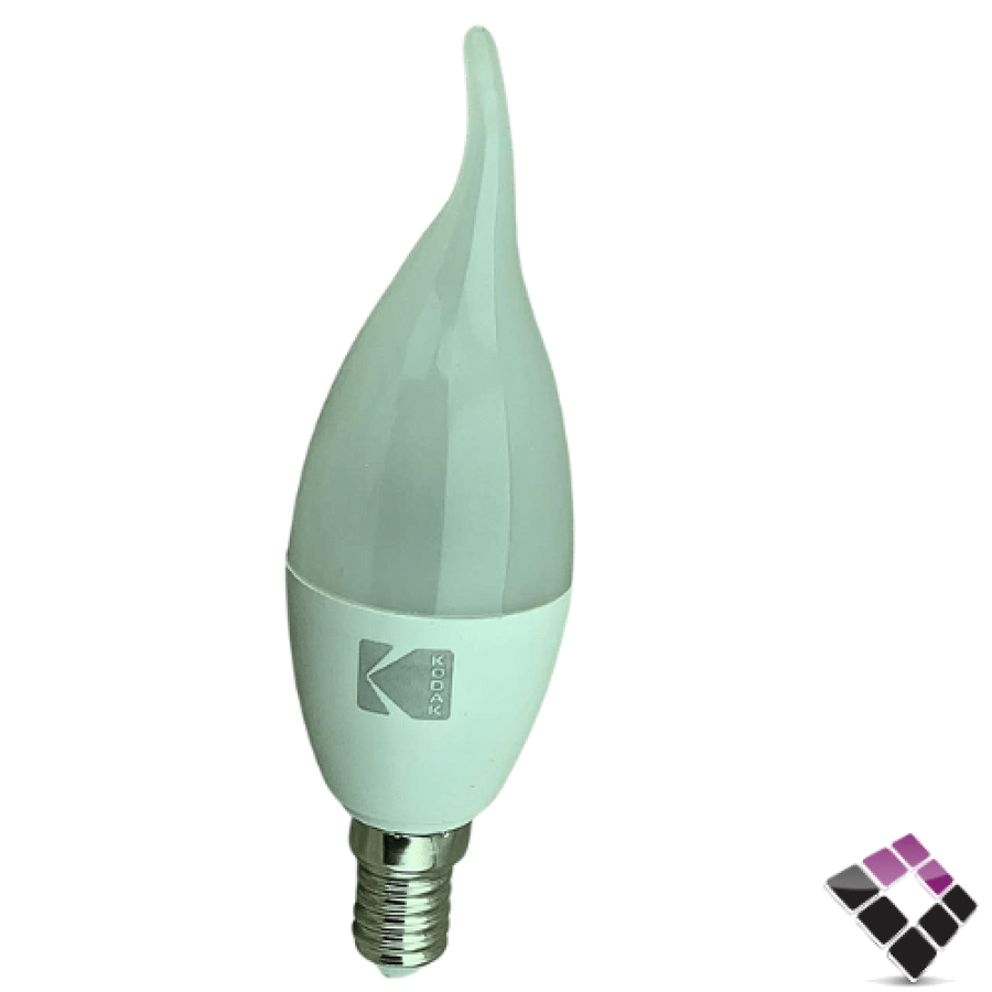 LED date palm bulb, frosted, curved, model candle, KODAK, Chinese, size E14, 7W, white, 6500K, number KC-SMD-07-6500