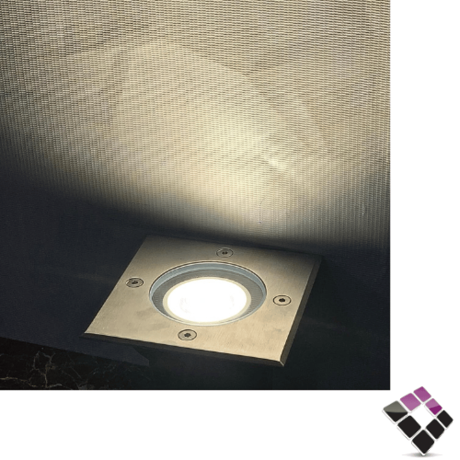 جرم كشاف LED مربع لمبة GU10 خارجي دفن أرضي معزول ضد الماء MOMaN استيل 3"