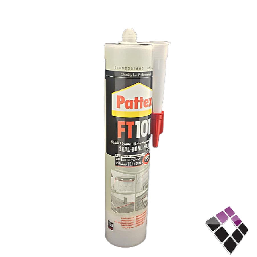 معجون سلكون Pattex باتكس الماني متعدد الاستخدامات مثل زجاج+معادن+بلاستيك+سيراميك داخلي أو خارجي رطب أو ناشف شفاف FT 101 .