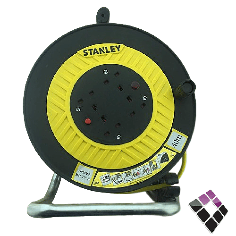 توصيلة كهرباء بكرة STANLEY أوربي أصلي 4 مخارج فيش 13A طول 40M.