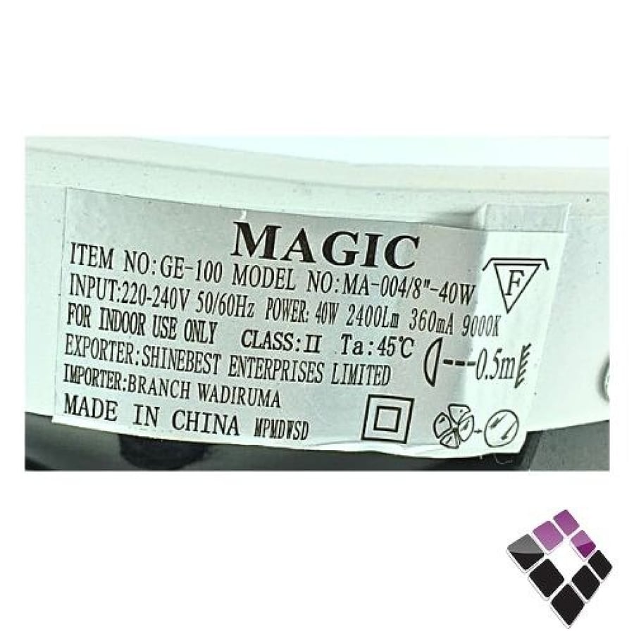 كشاف MAGIC اسبوت LED دائري عاكس عميق+مبردإضاءة عالية أبيض+جرم أبيض ترنس خارجيMA004/8/40W ***