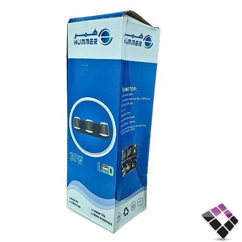 كشاف سور ثلاثي LED خارجي همر HUMMER جرم المنيوم أسود أسطواني أعلى + أسفل إضاءة 3000K أصفر 30W رقم 9533/3/30Y