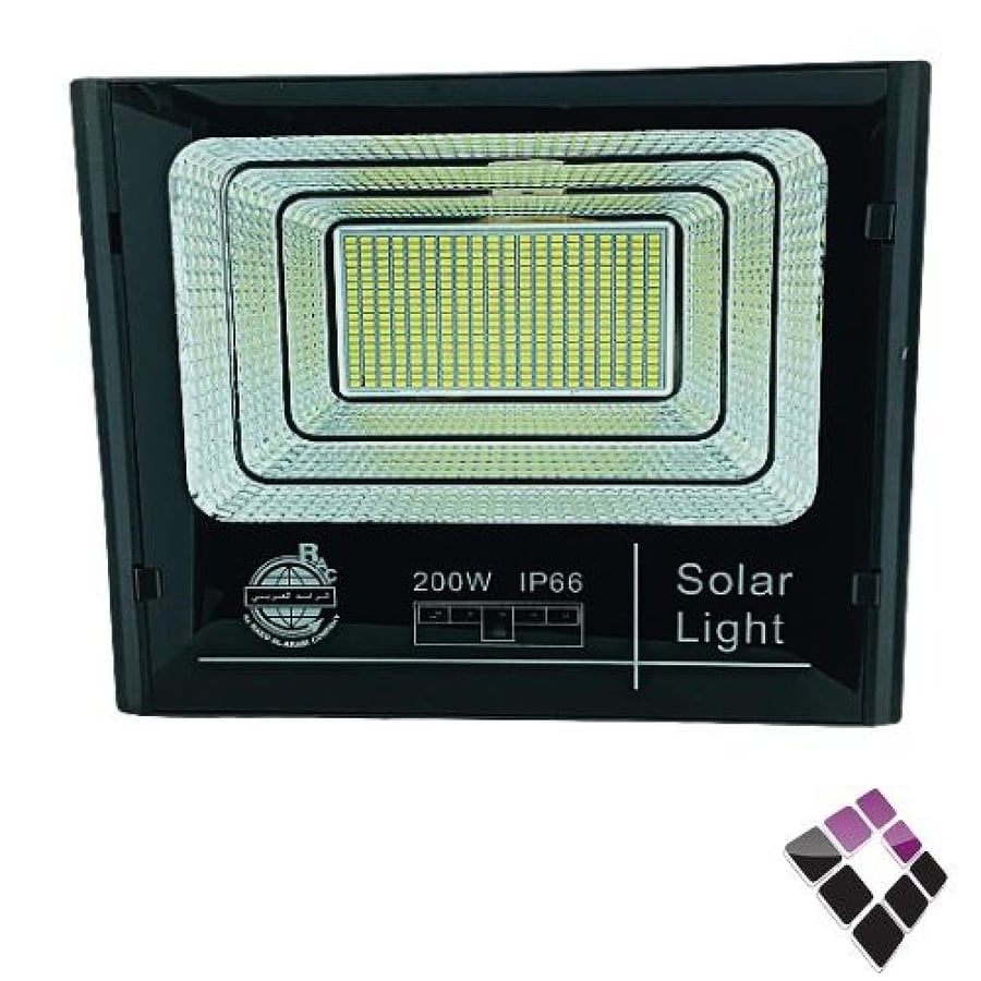كشاف كوبس خارجي LED على الطاقة الشمسية AL RAED AL ARABI الرائد مع ريموت إضاءة أبيض 200W رقم RAC2102