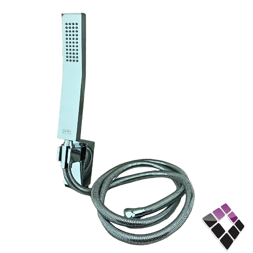 Schmidt German mixer shower earphone, plated copper, chrome color, rectangular