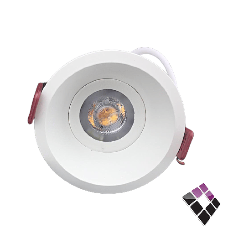 كشاف LED سبوت لايت ثابت 7 سم HIGH STARS مدور جرم أبيض مانع توهج عدسة COB إضاءة 6500K أبيض 7W
