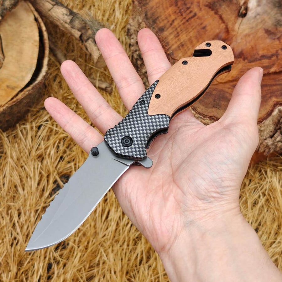 Wooden and metal handle tactical brochure