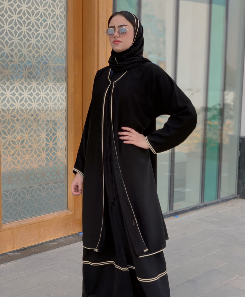 عباية كريب بقيطان ذهبي #008
