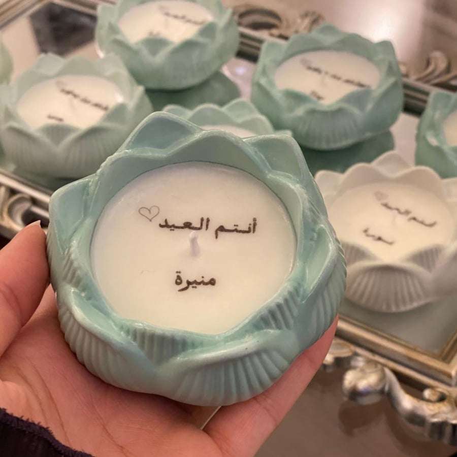 توزيعات نيلوفر 1 طباعه على الشمعة