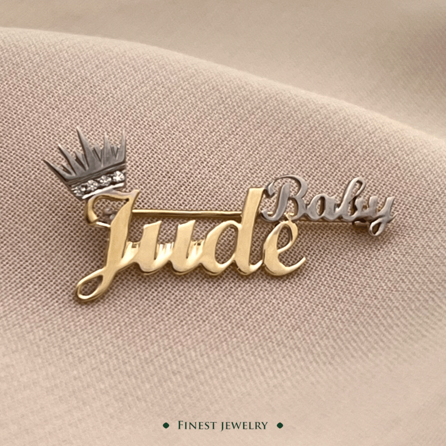 Name badge with crown