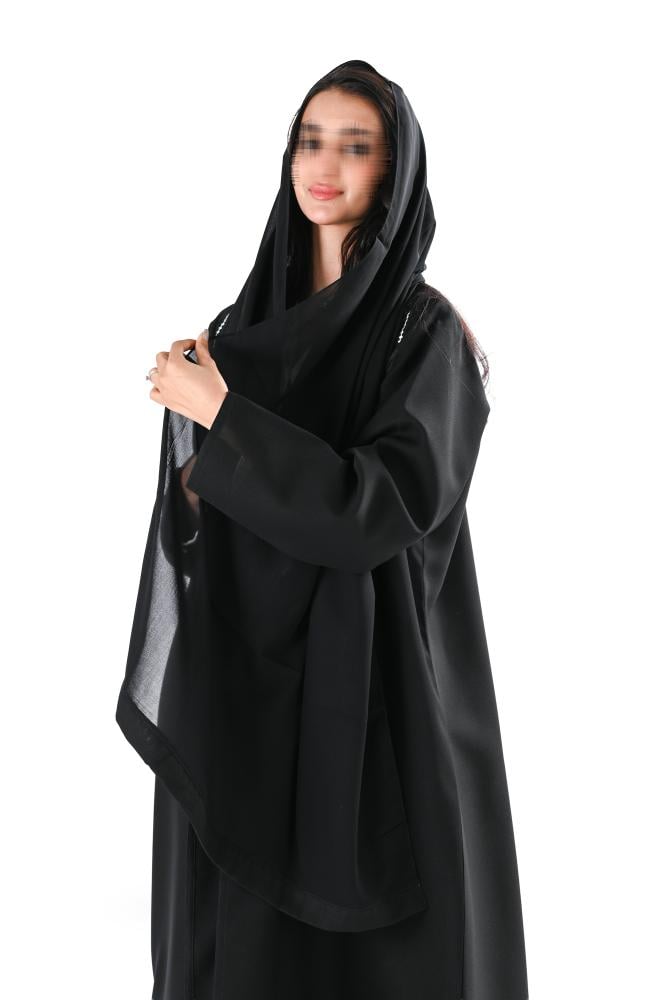 عباية كريب بتطريز ابيض