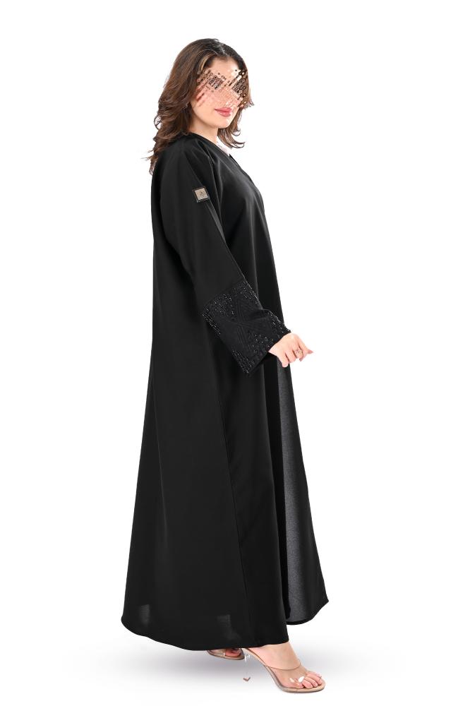 عباية كريب بتطريز يدوي اسود