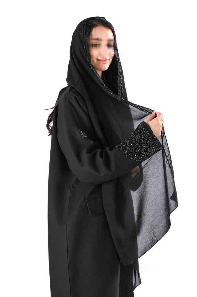 عباية كريب شك يدوي اسود