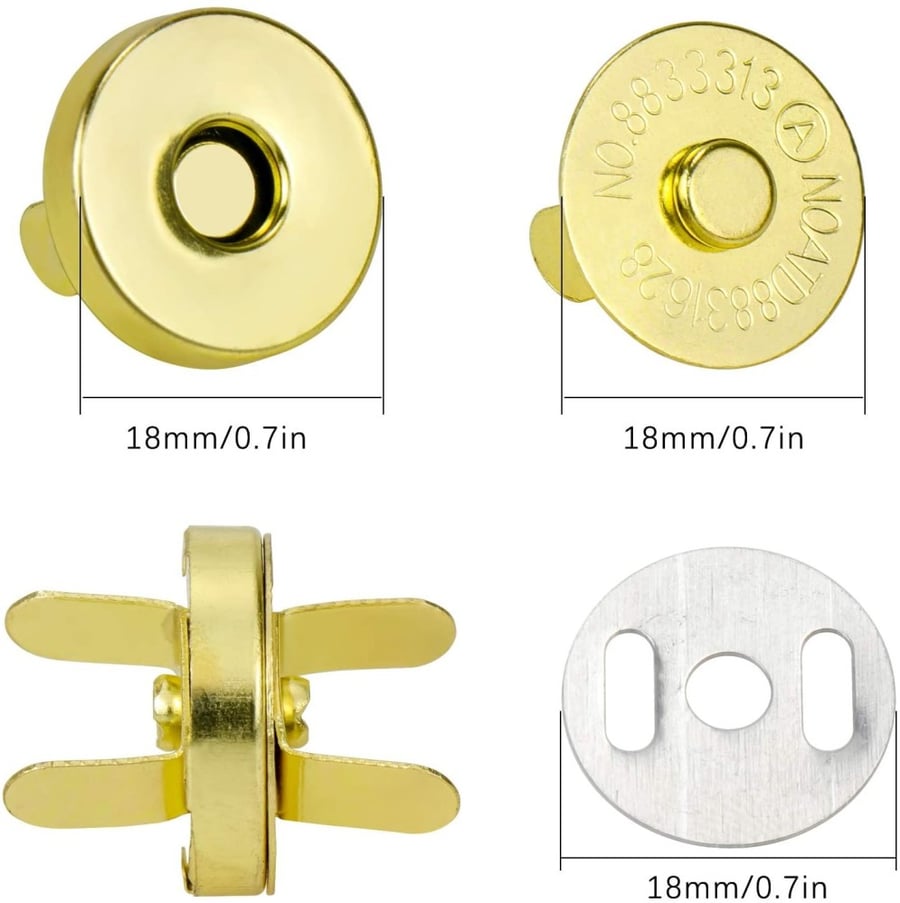 قفل  شنط مقناطيسي مقاس 18mm فضي وذهبي