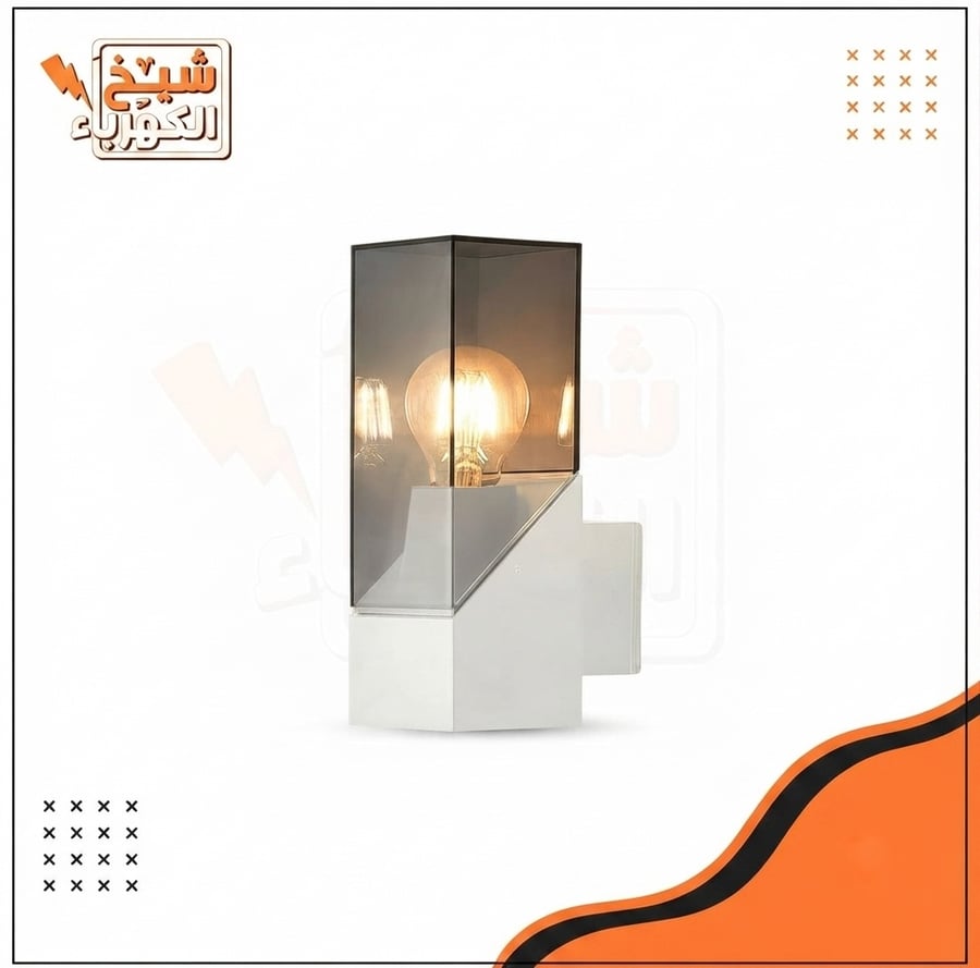 أبليك LED، أبليك جداري خارجي بتصميم عصري مستطيل بلون أبيض