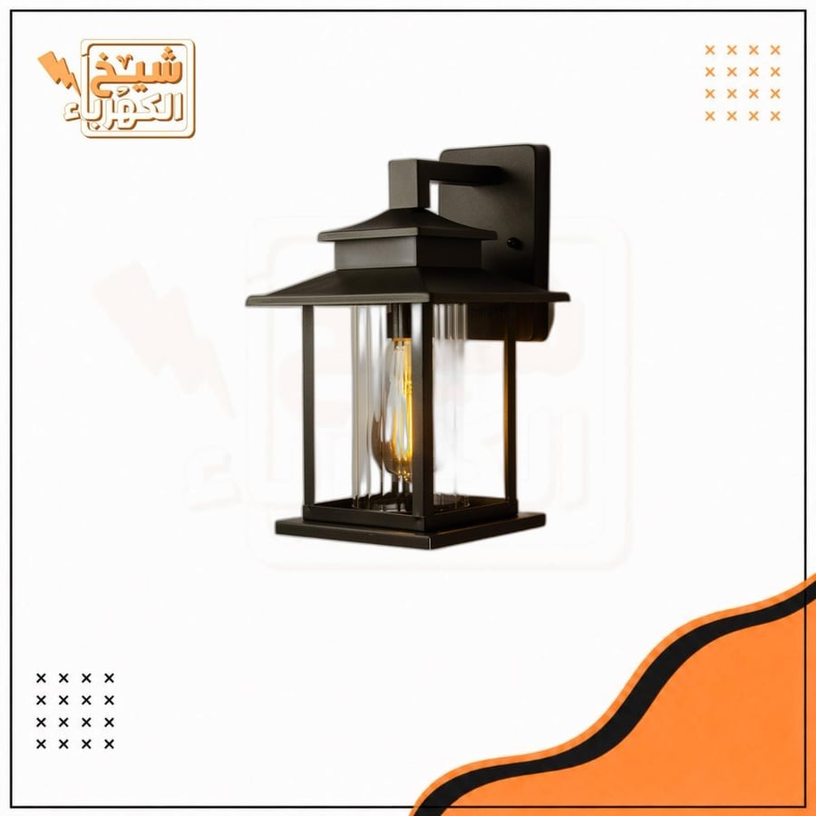 فانوس سور بتصميم راقي ذات طابع اسيوي مع زجاج مموج