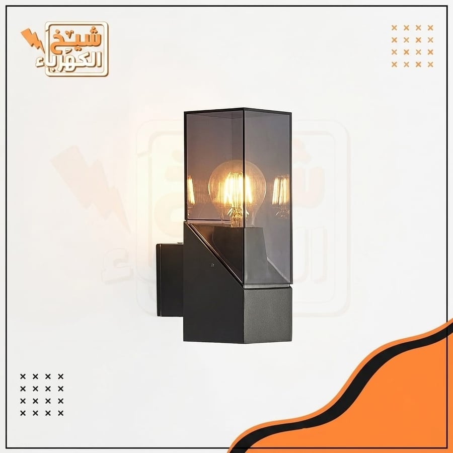 أبليك LED، أبليك جداري خارجي بتصميم عصري مستطيل بلون أسود أنيق