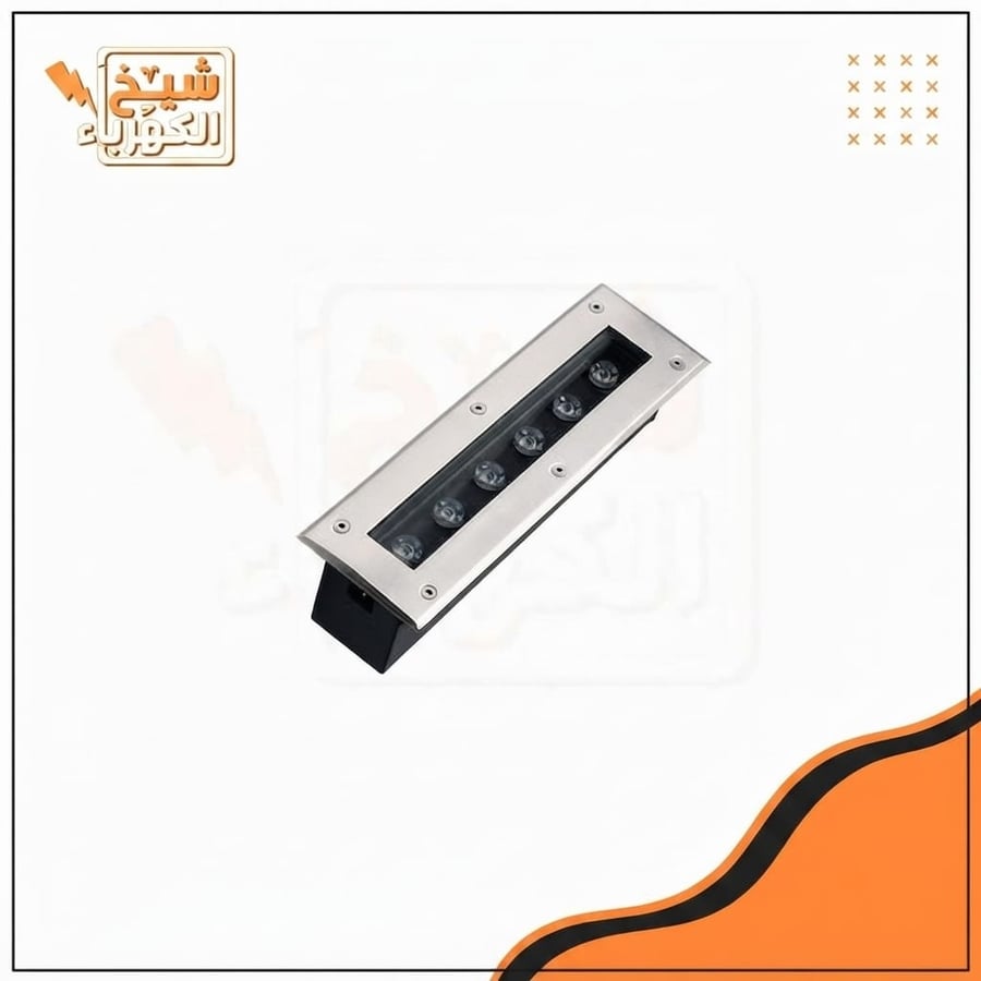 إضاءة LED أرضية إنارة أرضية خارجية مستطيلة بتصميم عصري أنيق مع إطار معدني فضي وصفوف من العدسات المضيئة