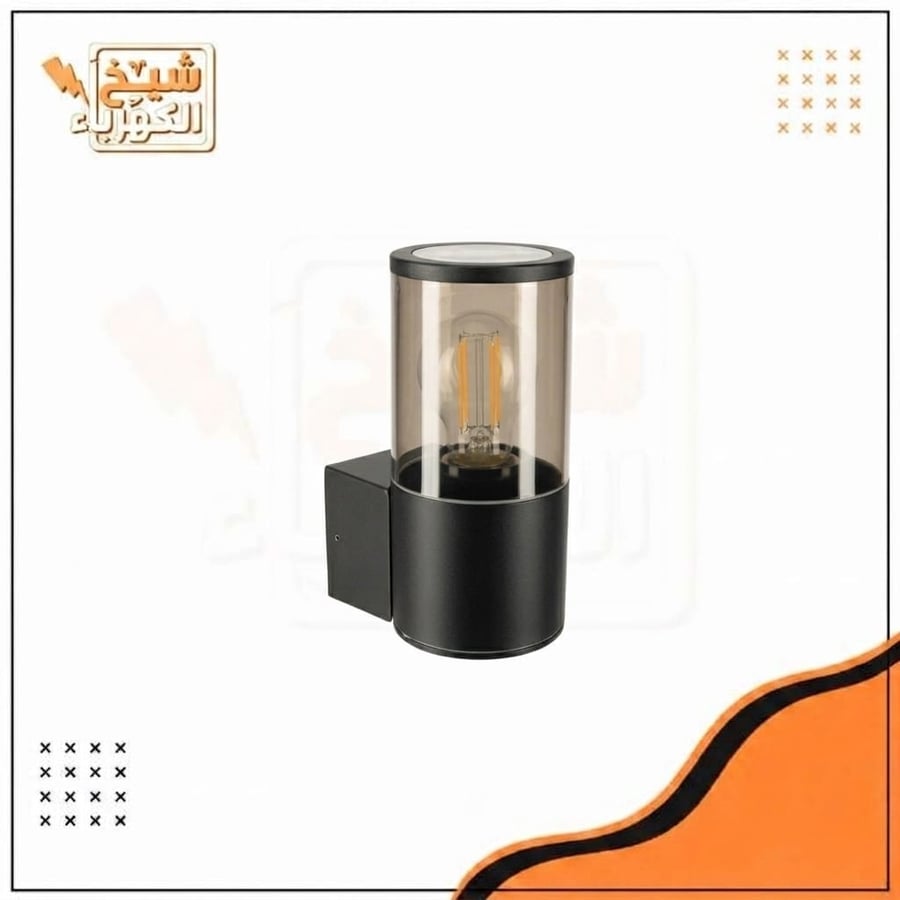 أبليك LED، أبليك جداري خارجي بتصميم عصري أسطواني بلون أسود أنيق