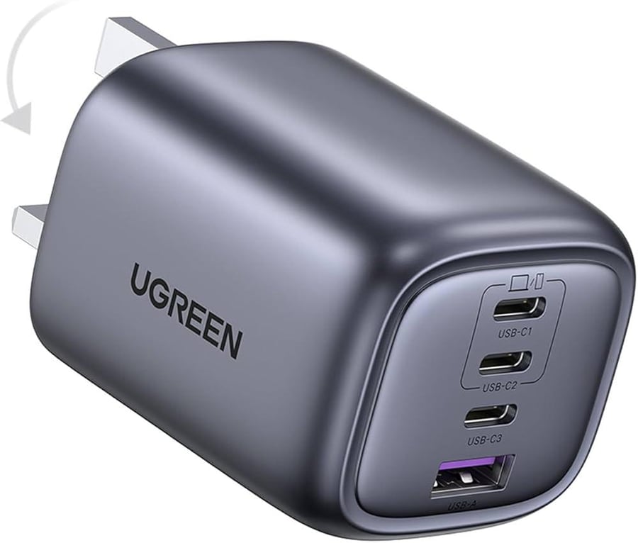 شاحن جداري نكسود بمنفذين PD ومنفذ USB وتقنية GAN بقوة 65 واط من يوجرين
