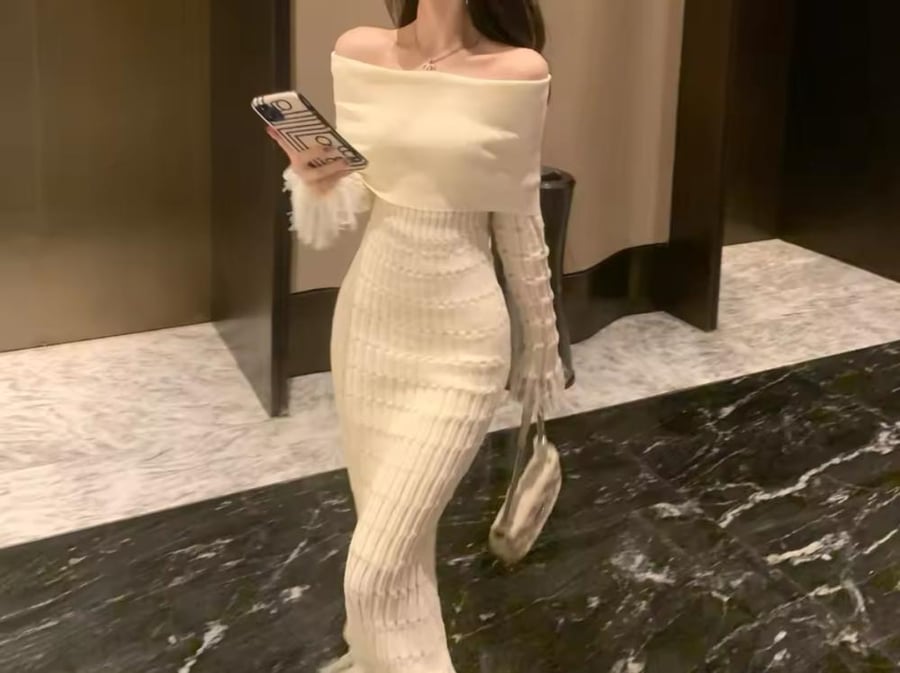 Long-Sleeve Off-Shoulder dress
