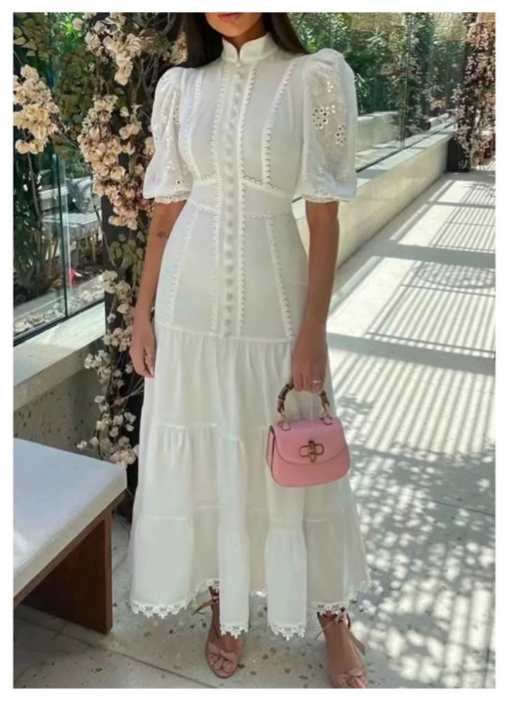 Short Puff Sleeve white dress for #Summer ☀️