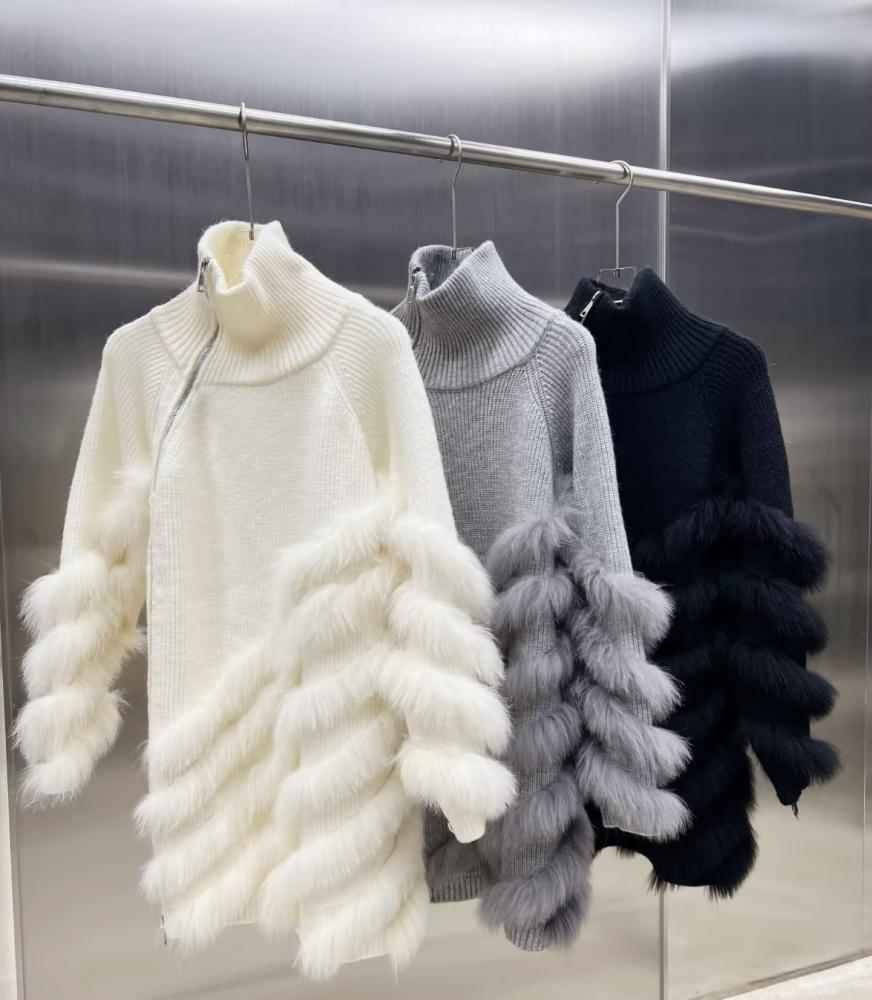 Sweater fox fur - Black
