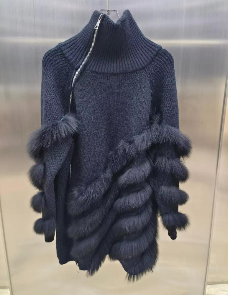 Sweater fox fur - Black