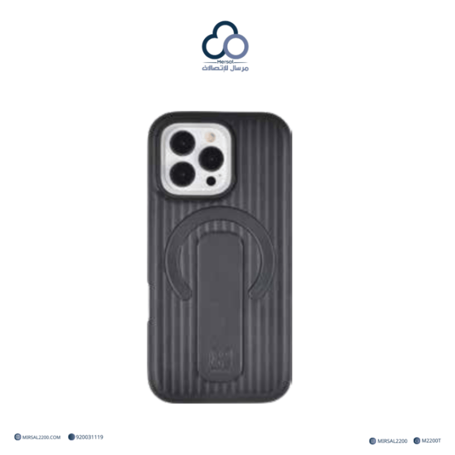 جراب جوالMacgrip Stripe PU من براند بارك (BRADPARK) ايفون 16 برو ماكس اسود